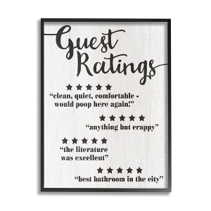 Stupell Industries Five Star Bathroom Funny Word Black And White Wood Textured Design, 16" x 20" - 1 of 4