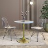 LeisureMod Dining Table with a Round White Resin Tabletop and Brushed Gold Stainless Steel Pedestal Base Verve Collection - image 3 of 4