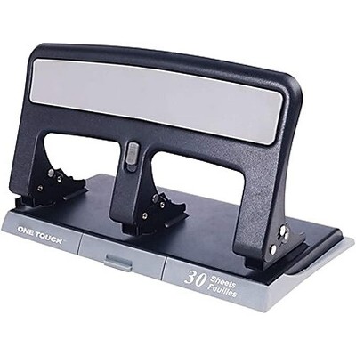 MyOfficeInnovations One-Touch 26614 Heavy-Duty 3-Hole Punch 30-Sheet Capacity Black 884279