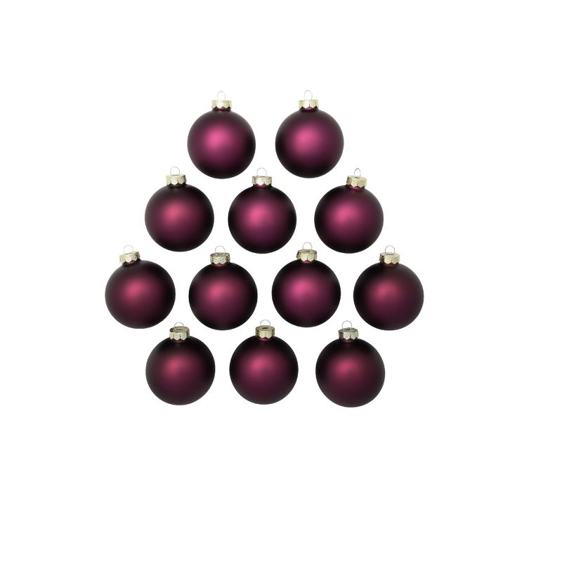 Northlight Matte Finish Glass Christmas Ball Ornaments - 2.75" (80mm) - Purple - 12ct, 2 of 4