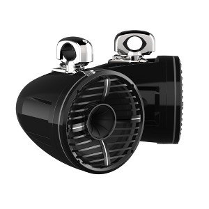 Wet Sounds REV 10 HD 10" Horn Loaded Compression Driver Tower Speakers with XW Grills & Stainless Swivel Clamps, 300 Watts RMS, Black, Pair - 1 of 4