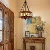 DORESshop Black and Brown Farmhouse Chandelier for Dining Room, 4-Light Pendant Kitchen Island Lighting,for Entryway Foyer Bedroom - 2 of 4