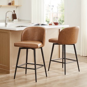 Spruce&Spring Counter Height Swivel Barstool with Metal Legs Set - 1 of 4