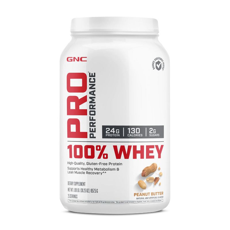 GNC Pro Performance 100% Whey Protein Powder - Peanut Butter - 25 Servings, 1 of 10
