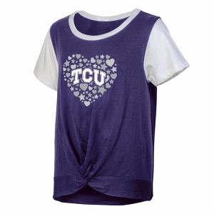 NCAA TCU Horned Frogs Girls' White Tie T-Shirt - 1 of 3