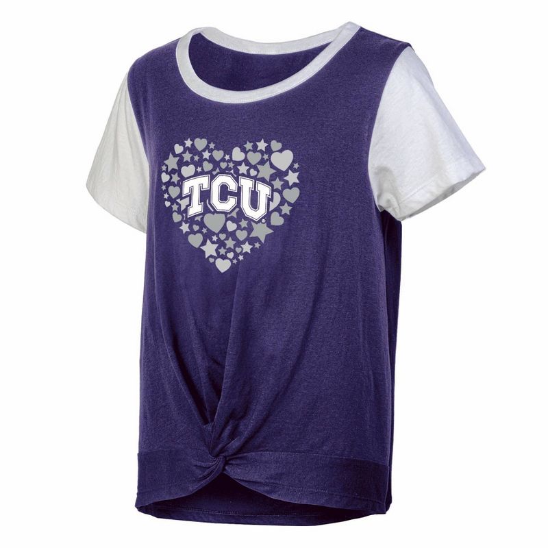 NCAA TCU Horned Frogs Girls&#39; White Tie T-Shirt, 1 of 4