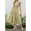 August Sky Women's V-neck Smocked Tiered Midi Dress - 3 of 4