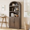Arched Bookcase with Doors Tall Farmhouse Bookshelf 5 Shelf Cabinet with Shelves Wooden Bookshelves - 4 of 4