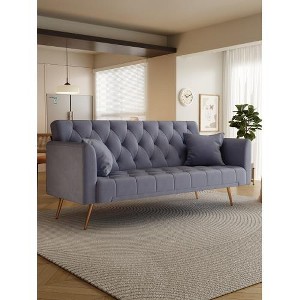 SYFERLORY 71 inch convertible love seat sofa, American retro green velvet, suitable for small living room, bedroom, office - 1 of 1