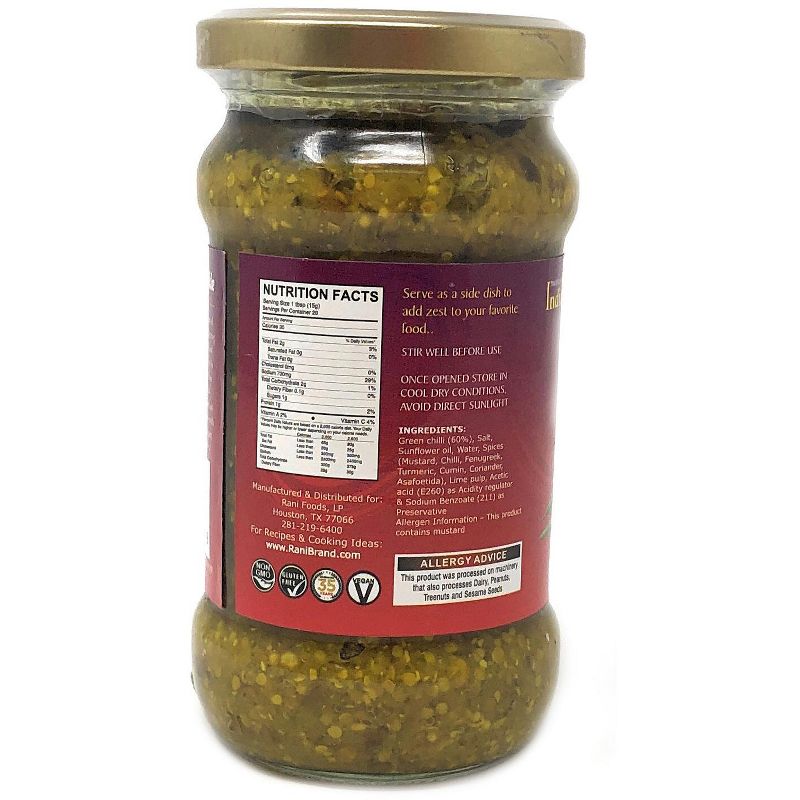Green Chilli Pickle Hot (Achar,Indian Relish) - 10.5oz (300g) - Rani Brand Authentic Indian Products, 2 of 5