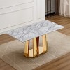 Modern 70'' Faux Marble Dining Table with Gold Stainless Steel Base, Large Rectangular High Gloss Table for Kitchen or Dining Room – The Pop Home - 2 of 4