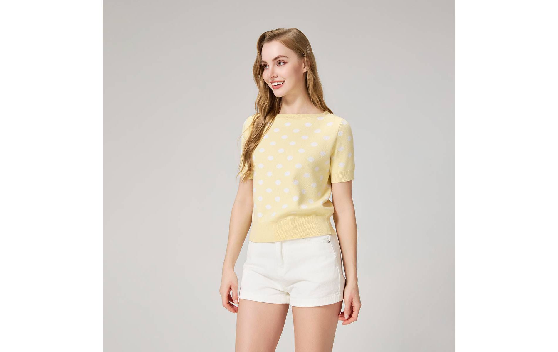 Women's Short Sleeve Crewneck Jacquard Sweater - Wild Fable™