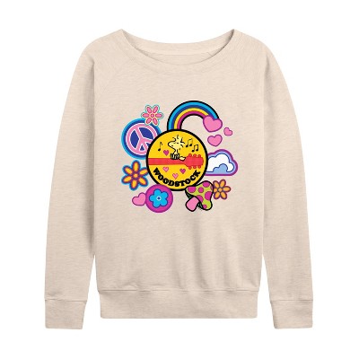 Women's - Peanuts - Woodstock Peace And Love Flair Lightweight French Terry Slouchy