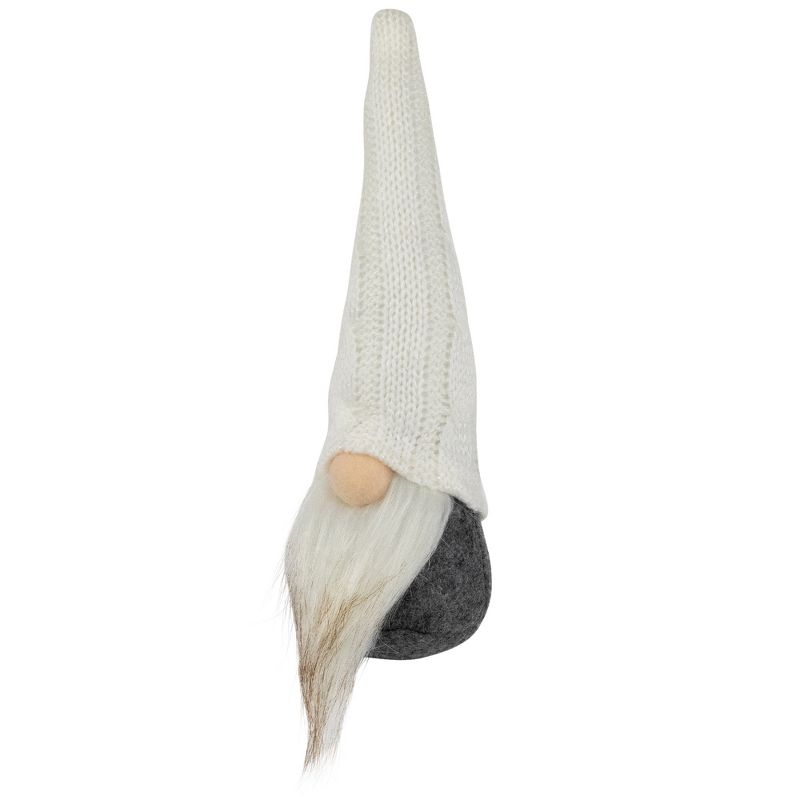 Northlight 8" Gray and White Gnome with Cable Knit Hat Christmas Decoration, 3 of 8