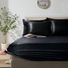 6Pcs Black Satin Duvet Cover Set - Queen Size Not Comforter - 3 of 4