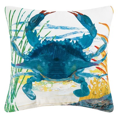 C&F Home 18" x 18" Blue Crab Coastal Indoor/Outdoor Decorative Throw Pillow