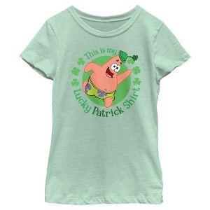 Girl's SpongeBob SquarePants St. Patrick's Day This is my Lucky Patrick Shirt T-Shirt - 1 of 4