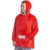 Marvel Logo Adult Newborn Baby Boy or Girl Oversized Blanket Hoodie High Pile Fleece with Giant Pockets Red One Size - 4 of 4