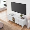 DOMETOUR Drawer TV Cabinet with Door, Wooden Storage Cabinet, Modern TV Stand with Leather Handle Drawers for Home Storage - 3 of 4