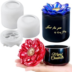 JDICTION Jar Container Resin Molds (2 PCS) - Silicone Molds with Flower Lid for Epoxy Resin Casting, DIY Jewelry Box/Flowerpot/Candle Cup - 1 of 4