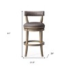 HomeRoots 31" Gray and Cool Gray Faux Leather and Solid Wood Low Back Bar Height Swivel Bar Chair - 3 of 4