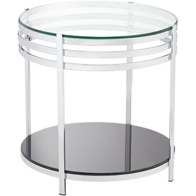 Studio 55D Rico 21" Wide Chrome and Glass Modern Round End Table