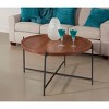 Treasure Trove Accents Huntley Contemporary Round Tray Top Coffee Table Brown/Black : Industrial Style, Iron Frame, Acacia Wood - 4 of 4