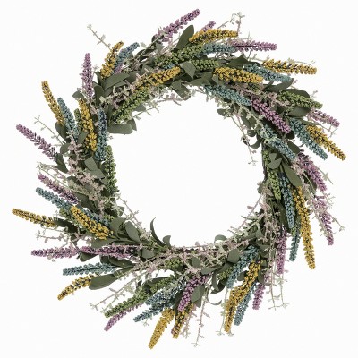 Transpac Wood 24" Multi Spring Bright Floral Wreath