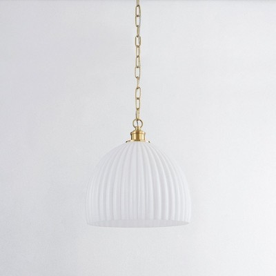 Aged Brass Opal Glossy Shade Pendant Light