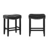 WestinTrends 24" Upholstered Saddle Seat Counter Stool (Set of 2), Black/Black - 3 of 4