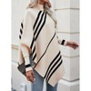 Clearlove Women's Asymmetrical Striped Half-High Mock Collar Bat Sleeve Pullover Knitted Sweater Top - 3 of 4
