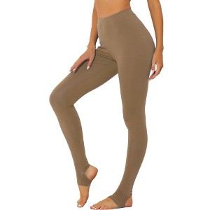 INSPIRE CHIC Women's Elastic Waistband Soft Gym Yoga Cotton Stirrup Pants Leggings - 1 of 4