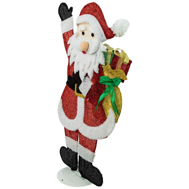 Northlight 32" Red and White Lighted Waving Santa with Gifts Christmas Outdoor Decoration, 4 of 8