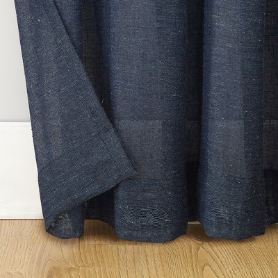 Navy Linen Blend Sheer Grommet Curtain Panel, 52" x 84"