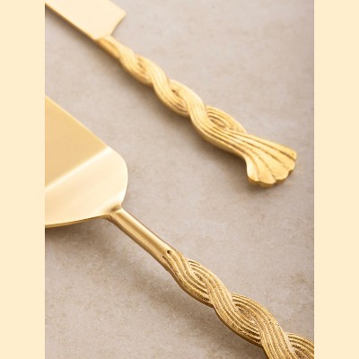 Matte Gold Stainless Steel Cake Server Set