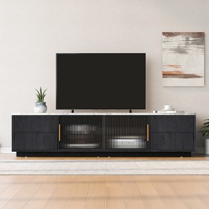 GlasFlength TV Stands and Consoles, Stylish Entertainment Center for Living Room, Modern Design for Classic Interiors, Black,62.9”*15.7”*14.9" - 1 of 4