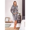ADR Women's Short Bathrobe, Womans Robe Plush Faux Fur Accents Fuzzy Feather Bath Robe - 2 of 4