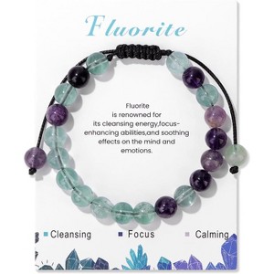 Natural Stone Crystal Beaded Bracelets Adjustable Handmade Gemstone Bracelet Healing Jewelry - 1 of 4