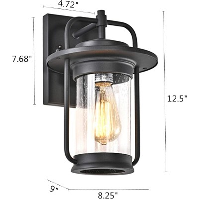 Black Textured Outdoor Wall Sconce with Clear Seedy Glass