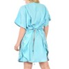 LA LEELA Women's House Daily Routine Evening Wear Vacation Casual Dailywear Holiday Loose House Dress Caftan Mini Loungewear Tunics 2X-3X Blue, Solid - 2 of 4
