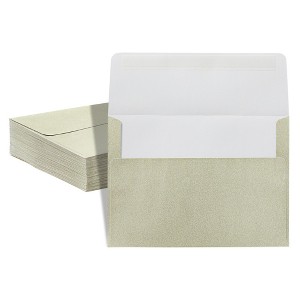 Pipilo Press 50 Pack Gold Glitter Self Adhesive A7 Invitation Letter Envelopes Bulk for Wedding (5 x 7 in) - 1 of 4