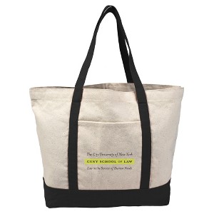 CUNY School of Law Primary Logo Canvas Tote Bag With External Pocket, Reusable Shoulder Bag for Shopping, School, Beach - 1 of 4