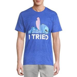 Seven Times Six Disney Lilo & Stitch Mens' Stitch I Tried Short Sleeve Graphic T-Shirt Blue - 1 of 3
