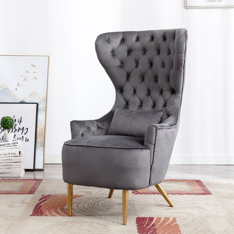 Upholstered Tufted High Wingback Chair - Kinwell, 4 of 12