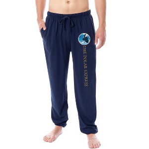 The Polar Express Men's Train Movie Film Logo Sleep Jogger Pajama Pants Blue - 1 of 4