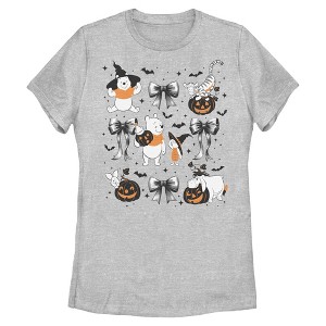 Womens Winnie the Pooh Halloween Bear And Friends Theme Bows T Shirt - 1 of 4