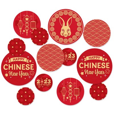 Big Dot of Happiness Lanterns - 2023 Lunar New Year Giant Circle Confetti - Party Decorations - Large Confetti 27 Count