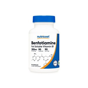 Nutricost Benfotiamine (300mg) 90 Capsules - Gluten Free, GMO-Free, and Vegetarian Friendly Fat Soluble Vitamin B1 - 1 of 4