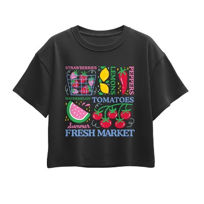 Girls' - Instant Message - Summer Fresh Market Short Sleeve Boxy Graphic T-Shirt