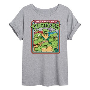 Women's - Teenage Mutant Ninja Turtles - Retro Group Oversized Graphic T-Shirt - 1 of 4